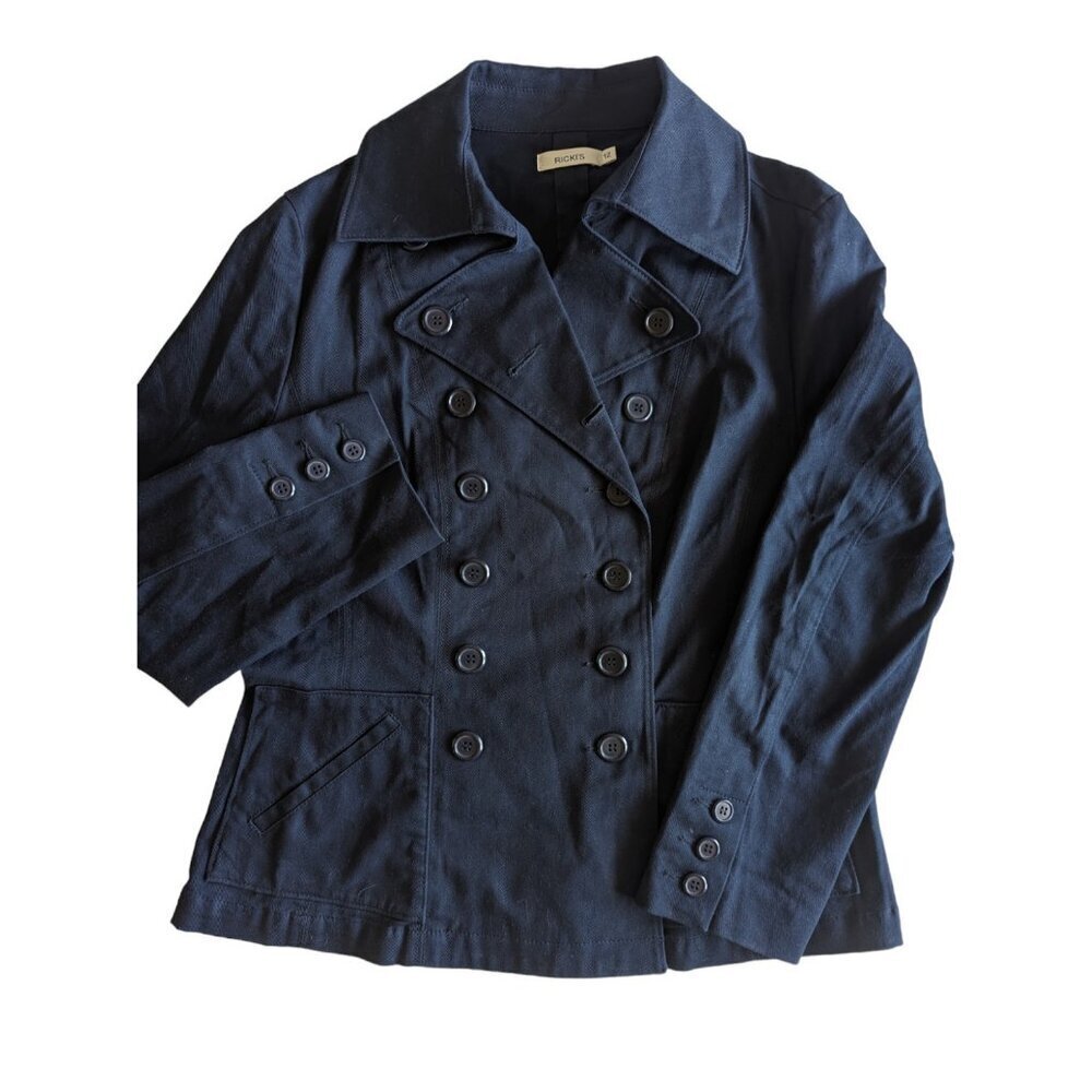 Ricki's navy blue pea coat casual all season jacket size 12